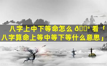 八字上中下等命怎么 💮 看「八字算命上等中等下等什么意思」